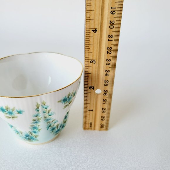Royal Albert Shot Silk Teacup & Saucer White Blue Green Floral Swag Embossed VTG - Picture 14 of 14